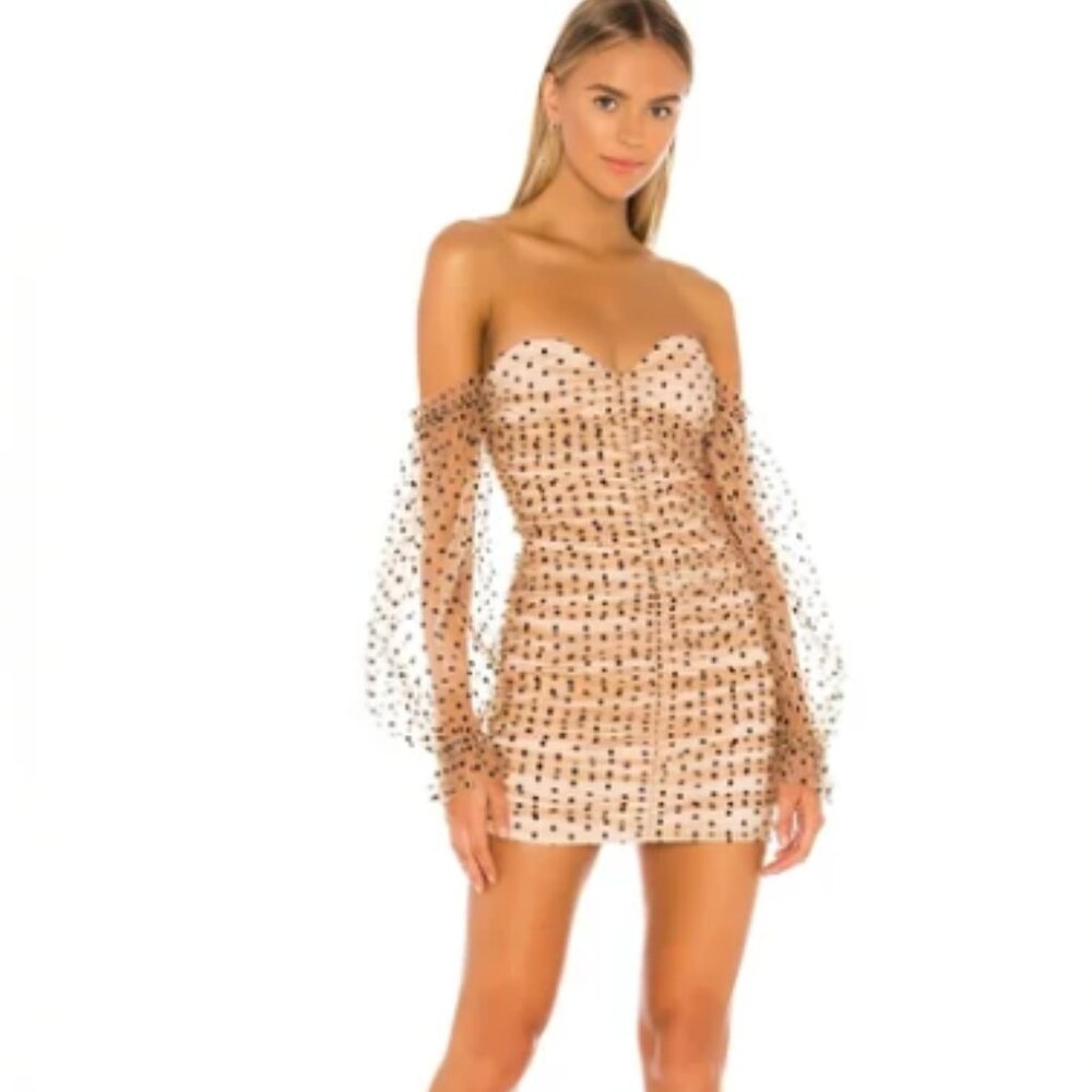 MAJORELLE Secrets Tulle Ruched Polka Dot Dress Size Medium